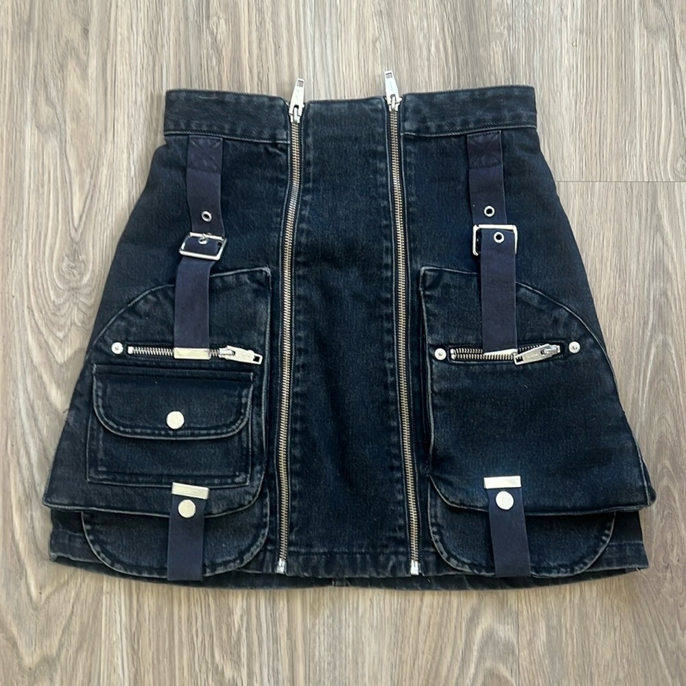 The Kooples Jean Denim Mini Skirt- utiliarian style